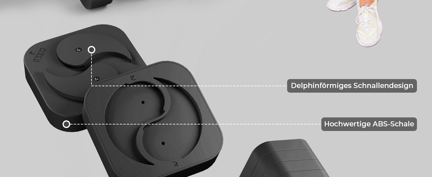 Набір гантелей Dripex регульовані 5 кг x2 або 2,5 кг x2, 6 швидкознімних дисків 0,5 кг/0,25 кг, чорний