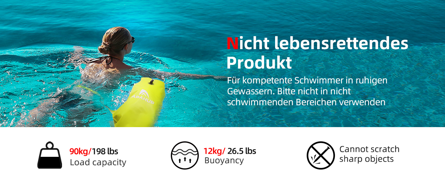 Плавальний буй Abahub з герметичним мішком (Dry Bag) для swimmers у відкритій воді, 15 л, зелений — водонепроникна допомога при плаванні з сигнальним свистком