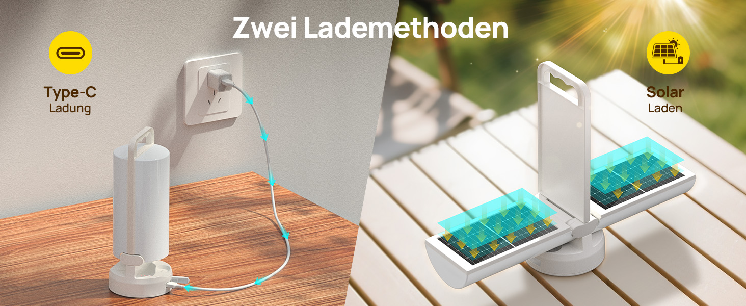 Сонячна кемпінгова лампа Eventek 8000mAh з LED, 3 режими, сенсорне керування, IPX5, для кемпінгу, подорожей та надзвичайних ситуацій