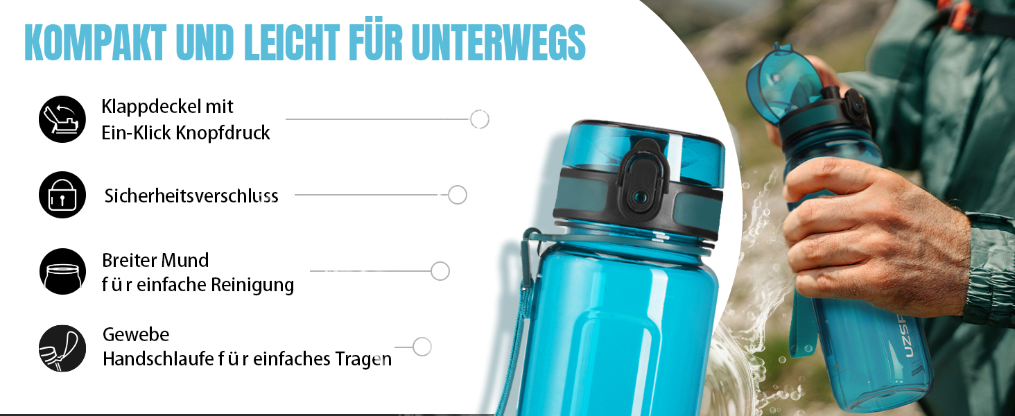 Вода пляшка UZSPACE 750 мл Tritan, без BPA, для спорту та активного відпочинку, фіолетовий