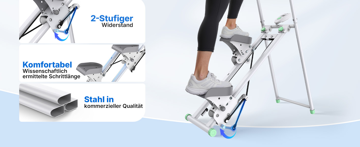 MERACH Степер для дому 2025 - вертикальний тренажер для кардіо та загальної фізичної підготовки, компактний, складний, з регульованою висотою кроку та ручками (2438G2)