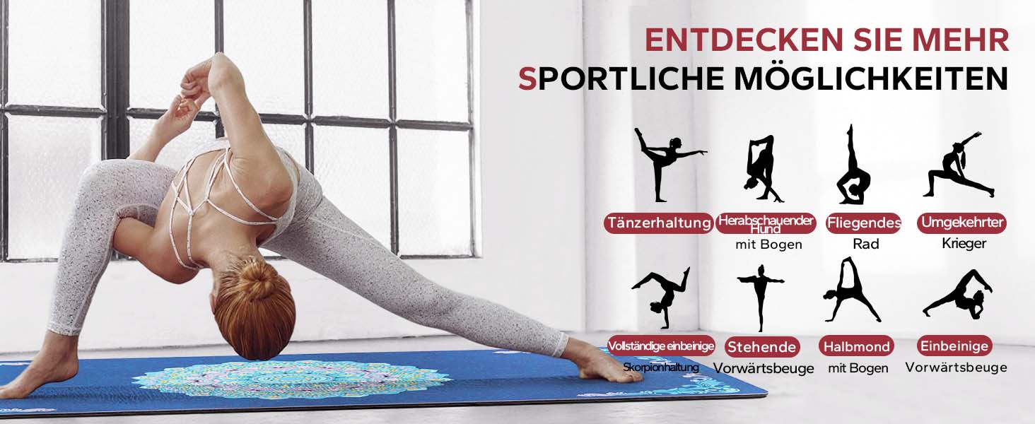 Йога мат HAPBEAR XXL: широка, спортивна, фітнес-мат з антиковзаючим покриттям 198x137 см / 183x116 см / 6 мм, надзвичайно міцна, для пілатесу, тренажерного залу, дому, тренувань, зелена