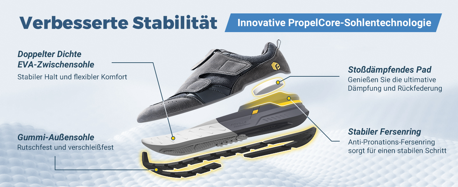 Кросівки для бігу та ходьби FitVille для чоловіків, широкі, спортивні, з кріпленням на липучці, зручні, ортопедичні, антиковзаючі, для широкої стопи, фітнес, джогінг, 43 EU, блакитні