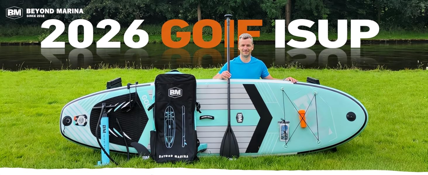 BEYOND MARINA Sup Board: Надувний сапборд для плавання, 320x81x15 см, зелений, з веслом, насосом та рюкзаком