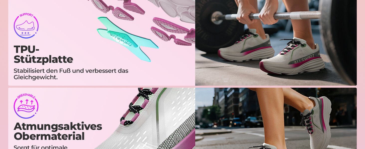 Жіночі кросівки для бігу та ходьби ALLSWIFIT: легке, дихаюче спортивне взуття для фітнесу та тенісу, чорні, розмір 40 EU