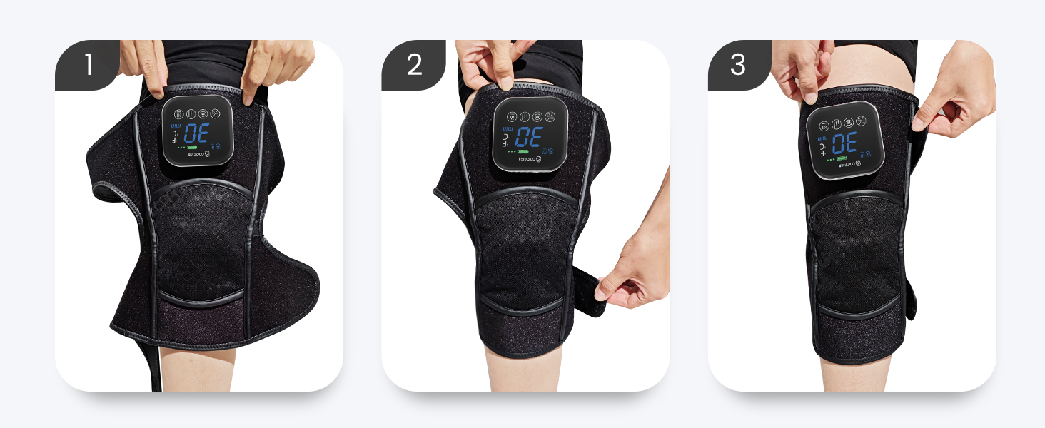 COMFIER Масажер для колін бездротовий, з підігрівом та вібрацією, 4 рівні нагріву з графену, подарунок для мами/тата, 17.5X16X7.5 см