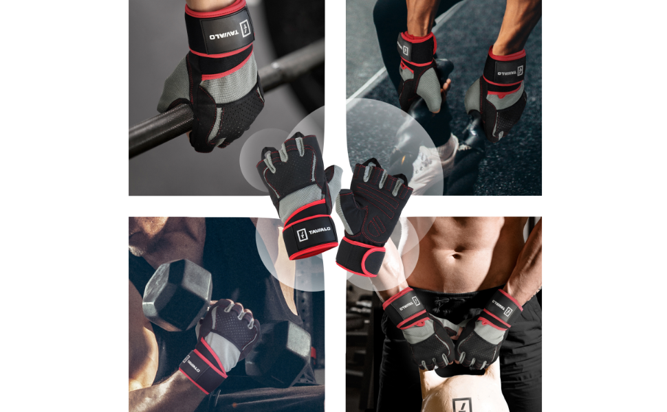 Рукавички для фітнесу та тренувань чоловічі Fitnesshandschuhe L (19-22 см), різні кольори (сірий/чорний/червоний), подвійна шкіра, для силових тренувань, бодібілдингу, кросфіту, без AZO та фталатів, сертифікат CE