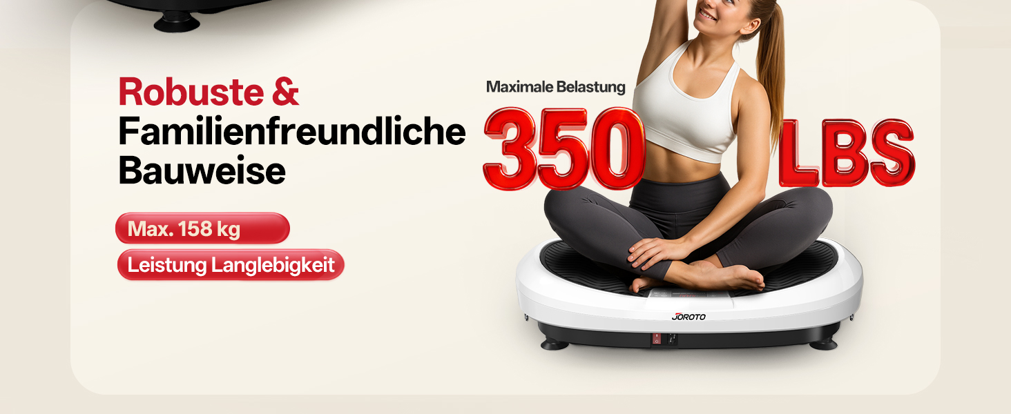 Вібраційна платформа JOROTO 4D для дому: 3 потужні мотори, професійне тренування всього тіла, 10 режимів (3 авто/7 ручні), таймер, до 158 кг, тиха та неслизька