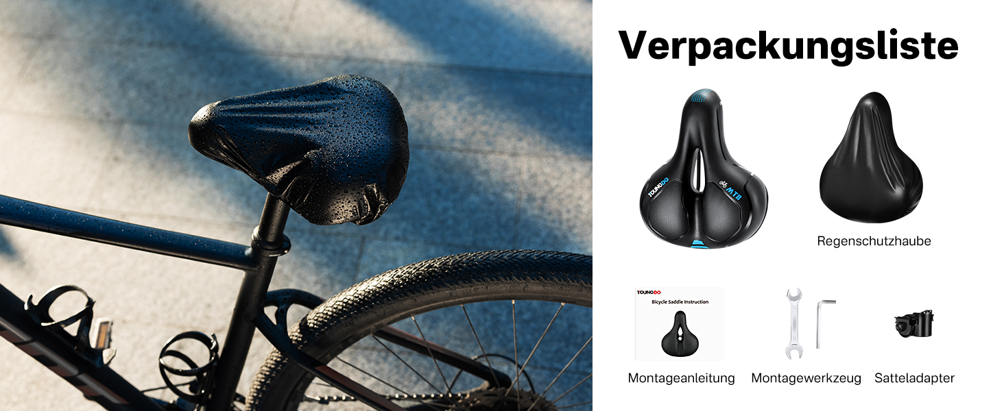 Велосипедне сидіння YOUNGDO: гелеве, комфортне, дихаюче, з амортизацією, ергономічне, водонепроникне, блакитне для міста