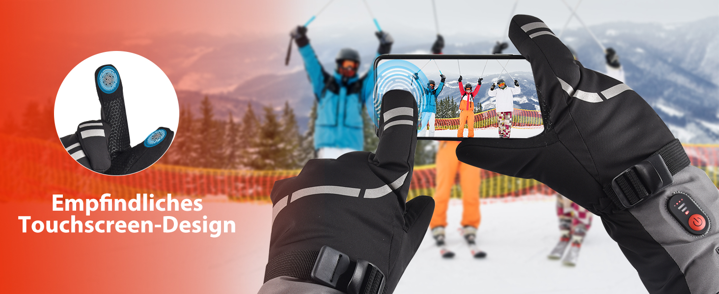 Гріючі рукавички з акумулятором 7.4V 6400mAh USB, 3 режими нагріву, водонепроникні рукавички з нагрівом для зимових видів спорту, катання на лижах, мотоциклі, велосипеді, піших прогулянок