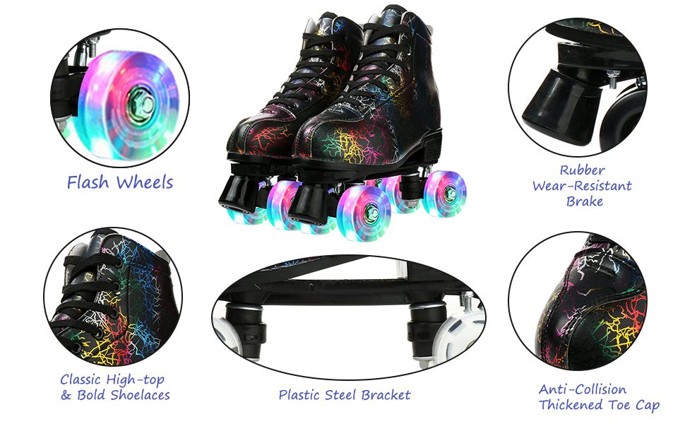 Роликові ковзани унісекс Double Raw з підсвічуванням, класичні високі черевики з PU шкіри, 4 колеса, для початківців, жіночі, чоловічі, дитячі, для залу та вулиці, чорний, розмір 39