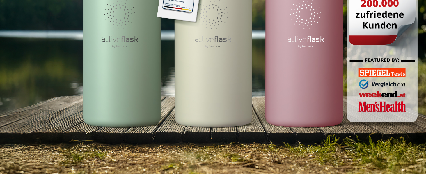 Термос-термобутилка з нержавіючої сталі ACTIVE FLASK 530 мл, з трубочкою, 3 кришки, BPA-free, герметична, для газованих напоїв, велосипедна пляшка для води, спорту, дітей, чаю, Cool Grey Bamboo