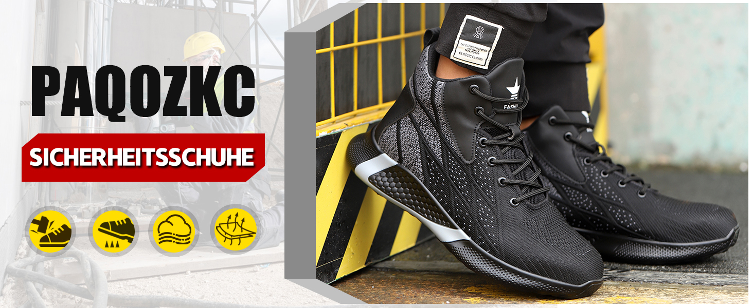 Зручні та безпечні робочі черевики з металевим носком для чоловіків та жінок. Дихаючі, антиковзкі, розміри 35-48 EU, колір блакитний.