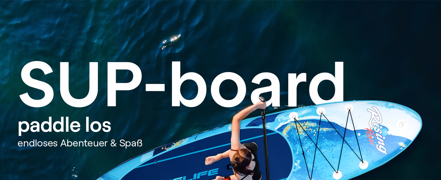 Надувний SUP СерeneLife: комплект для сапбордингу з веслом, насосом та сумкою. Touring SUP для дітей та дорослих, стійкий, портативний, для озера, річки та моря. Максимальне навантаження 155 кг (Блакитна Хвиля)