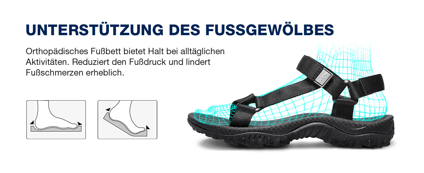 Жіночі сандалі для туризму та спорту Wander - Нековзні водостійкі сандалі для пляжу та активного відпочинку, чорні, 43 EU