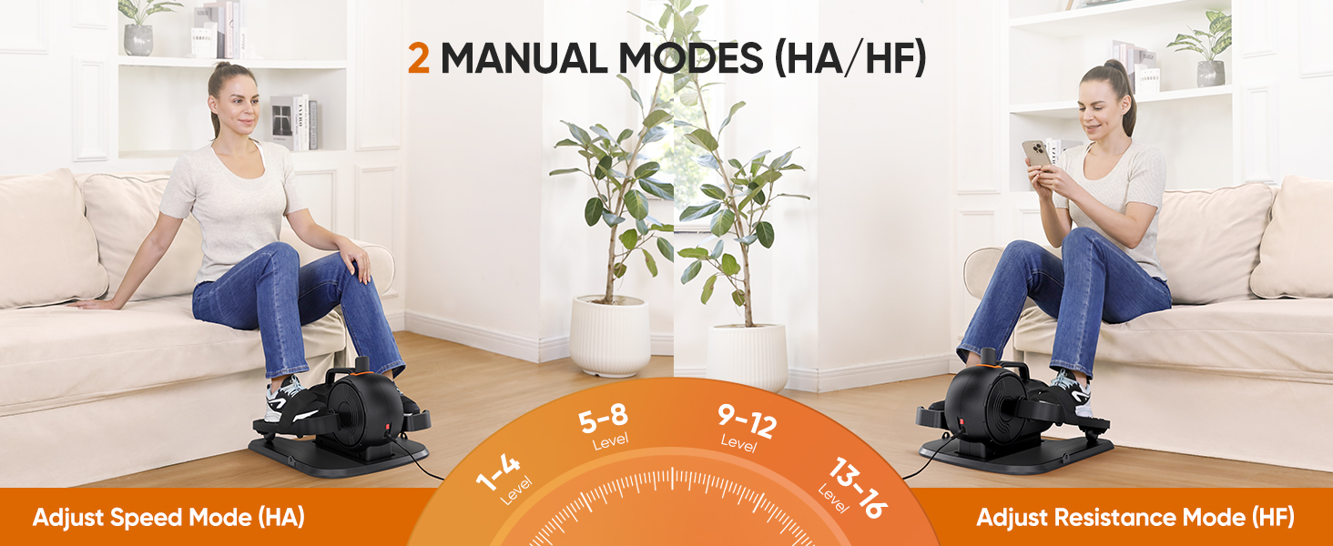 Електричний міні-еліпсоїд Dripex 3-в-1 для дому: тренажер для ніг з регулюванням швидкості та опору, оранжевий