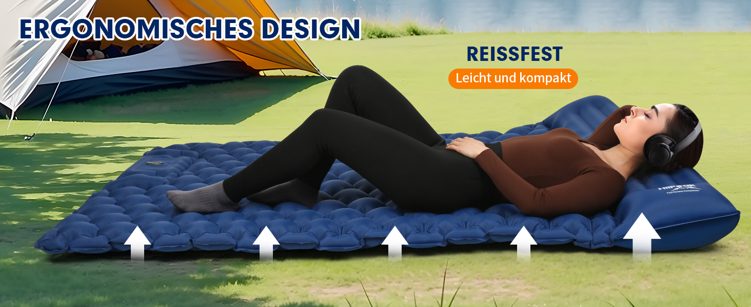 Каремат HiiPeak Isomatte самонадувний туристичний, з інтегрованими подушками, для кемпінгу, блакитний (подвійний)