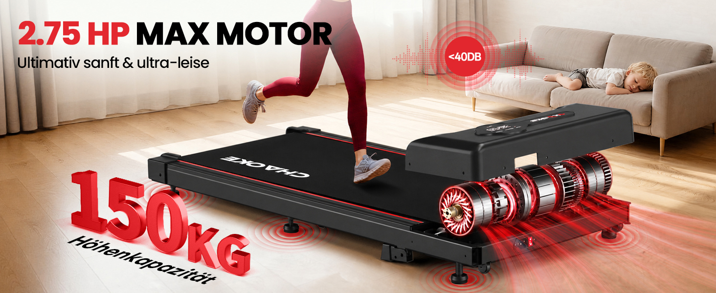 Бігова доріжка CHAOKE Walking Pad з нахилом 9%, до 10 км/год для дому та офісу, двигун 2.75 к.с., навантаження до 150 кг, 12 HIIT-програм та пульт керування (Колір: Містичний морський синій)