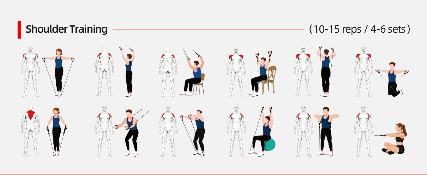 Набір еластичних стрічок Abahub для фітнесу: повне обладнання для тренувань вдома (100LB)