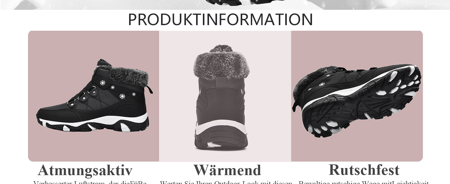 Зимові черевики ASHION для жінок: теплий зимовий взуття, трекінгові черевики, черевики для снігу, чорно-білі, розмір 37 EU