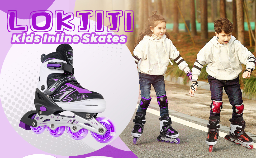 Дитячі ролики для катання в приміщенні та на вулиці, з підсвічуванням коліс, для дівчаток та хлопчиків, розмір S, чорно-фіолетові