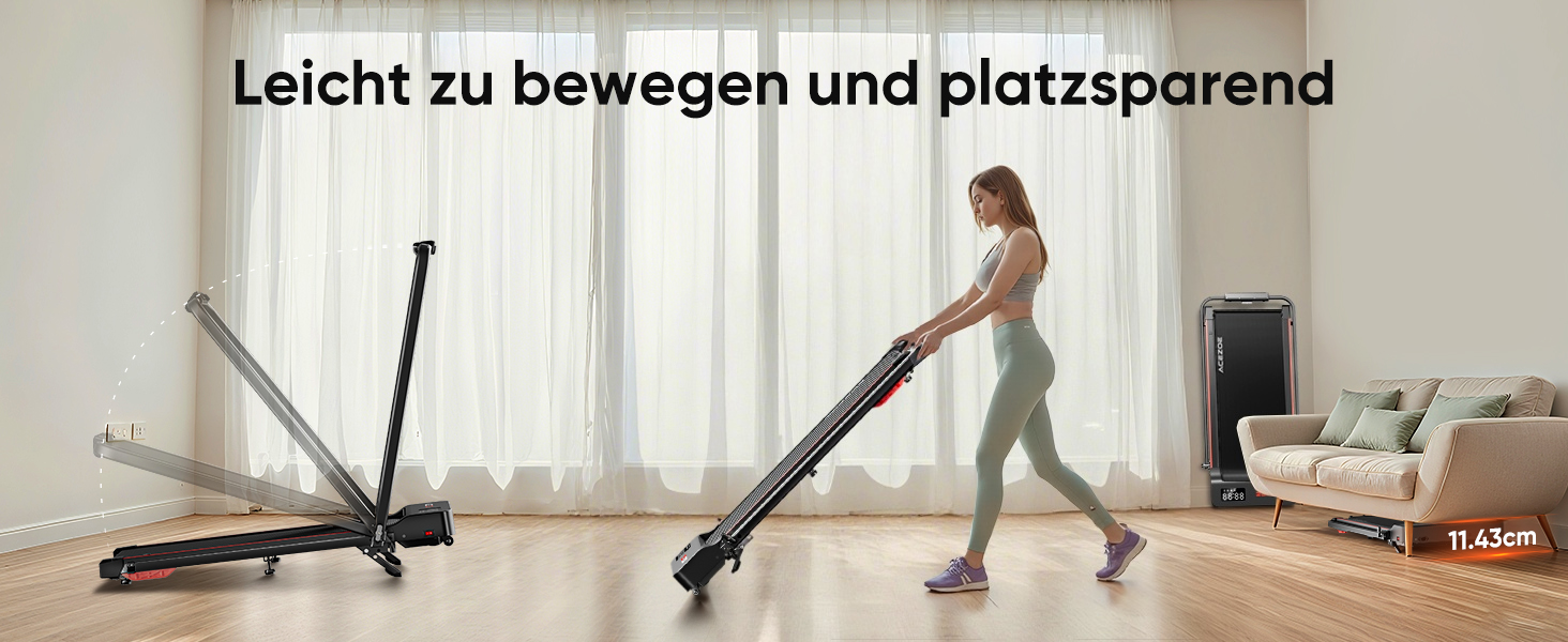 Біговий тренажер 6 в 1 для дому, складаний, з регулюванням нахилу 10% та ручкою. Підходить для дому/офісу, LED-дисплей, до 135 кг, пульт дистанційного керування та додаток. Без встановлення (червоний)