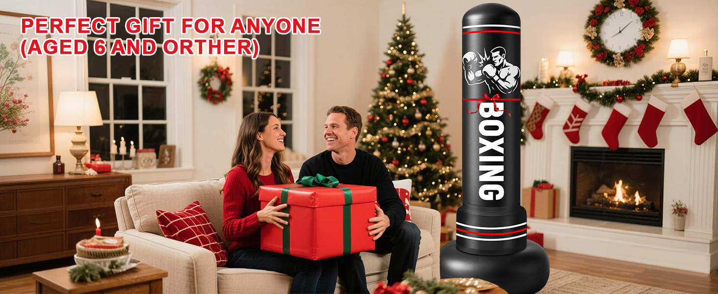 Надувний боксерський мішок Qoosea 190 см з рукавичками для дорослих та підлітків. Ідеально для карате, кікбоксингу, Taekwondo, MMA