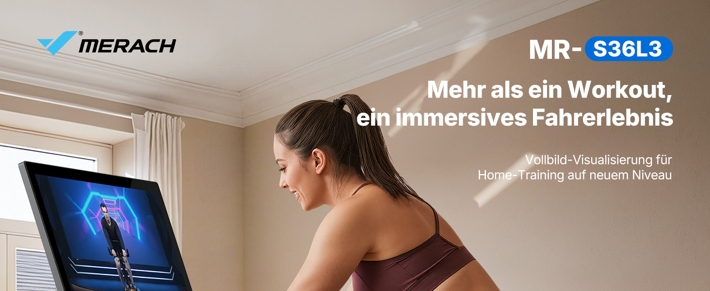 Велотренажер MERACH з магнітним опором, тихий, з покращеним амортизованим сидінням, власний додаток, стабільний H-фрейм, до 150 кг, блакитний з екраном