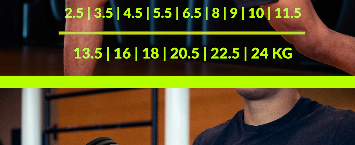 Регульовані гантелі FIZYO 24 кг — Набір розбірних гантелей для фітнесу та силових тренувань вдома, компактні гантелі з системою швидкої зміни ваги та підставкою