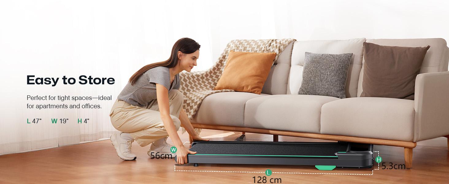 UREVO Smart Walking Pad: компактний біговий килимок під стіл з амортизацією, керування через додаток та пультом, 38x102 см