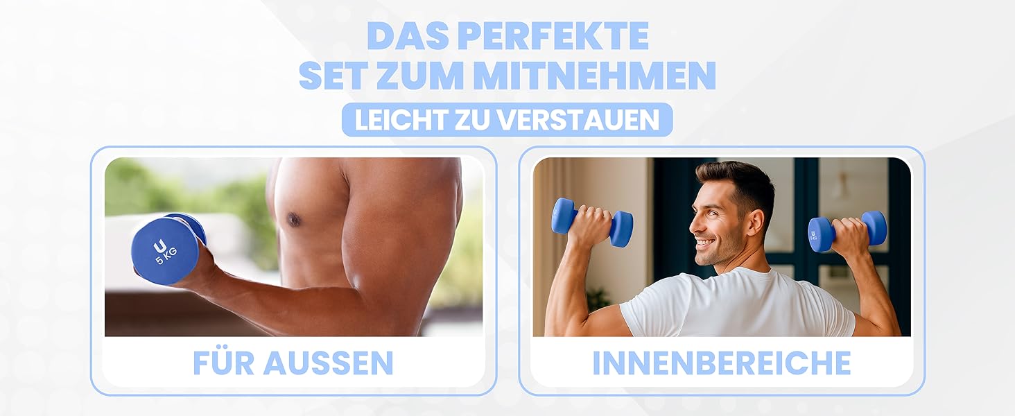 Гантелі неопренові Unycos 2 шт. 1-10 кг, короткі, антиковзаючі, для фітнесу, силових тренувань, пілатесу, дому (#07 Синій, 2 x 5 кг, круглі)