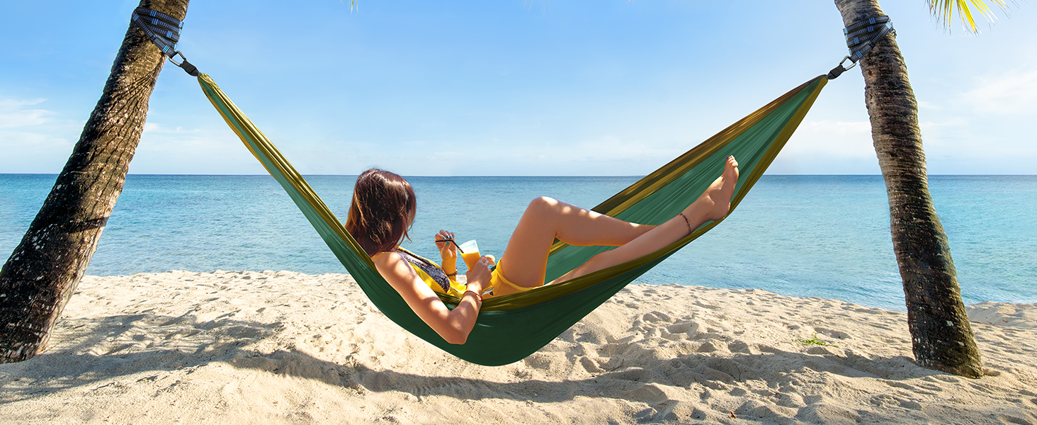 Гімніс Гамак для відпочинку на природі Ultraleicht - легкий туристичний гамак з тросами та карабінами, вантажопідйомність до 300 кг