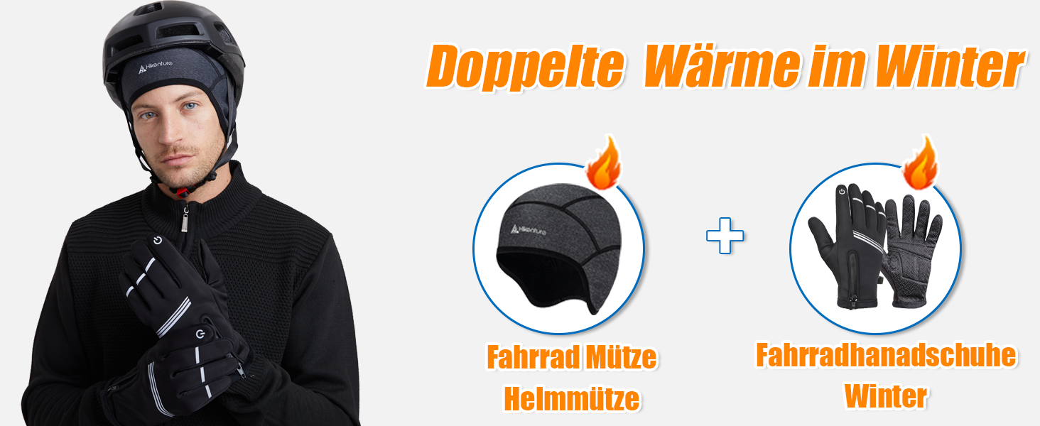 Велосипедні рукавички HIKENTURE: теплі, вітростійкі, з антиковзаючою поверхнею та підтримкою сенсорного екрану. Чорні рукавички з повним пальцем для чоловіків та жінок. Підходять для катання взимку та восени. Розмір M