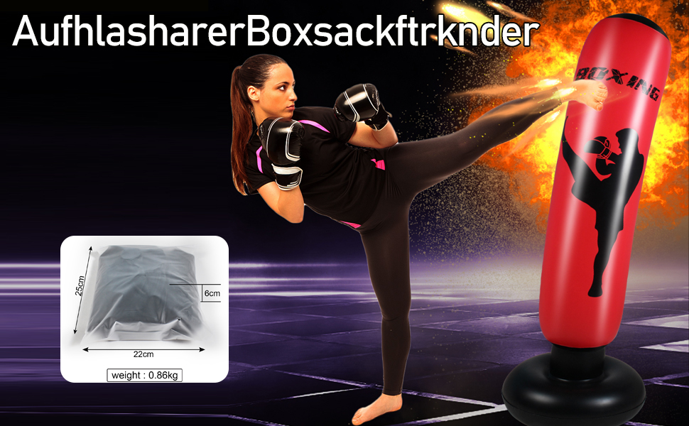 Дитячий боксерський мішок 168 см, надувний, для карате, кікбоксингу, тхеквондо, ММА - ідеальний подарунок для хлопчиків та дівчаток 6-12 років