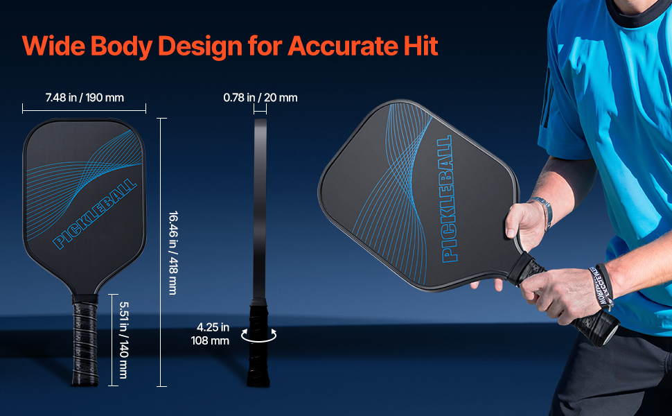Pickleball-ракетка VEVOR з вуглецевим покриттям T700 та ячеистим ядром, професійна, для дорослих, синього кольору
