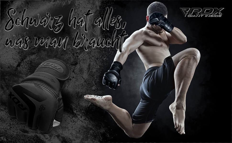 Рукавички RDX MMA M, Maya Hide Leather, м'які, матові чорні