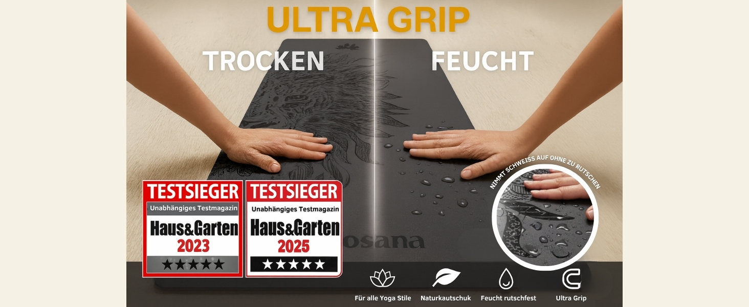 Килимок для йоги з натурального каучуку | Нековзний | ECO PU поверхня з ULTRA GRIP | 183x68 см, 4 мм, зелений, з мандалою | з ремінцем для перенесення