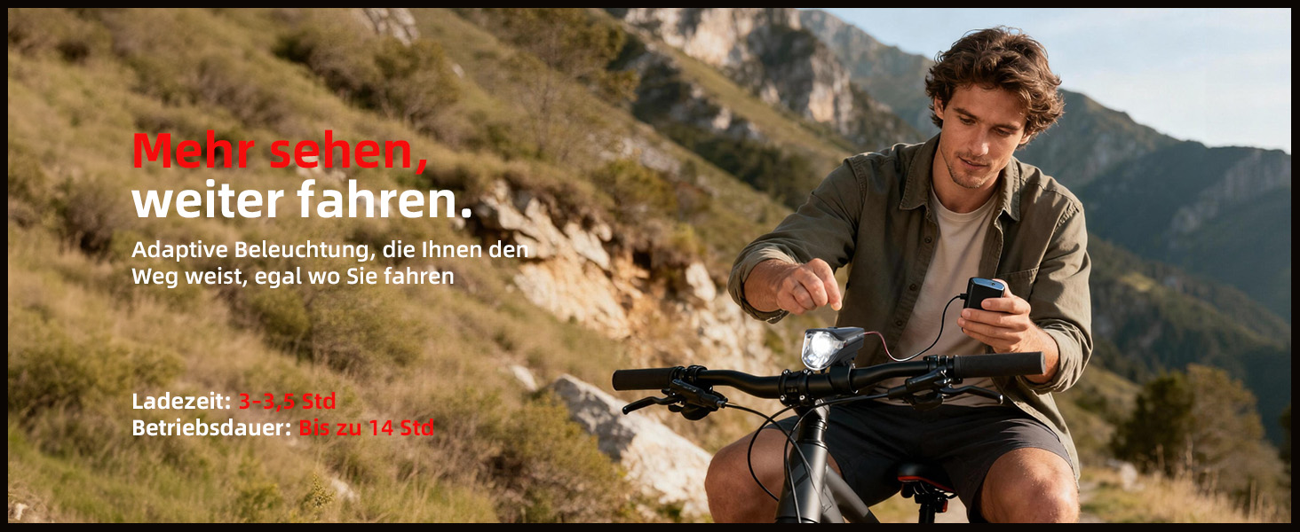 Набір переднього та заднього велоліхтаря з LED, StVZO, USB-C, водонепроникний, 100Lux + гальмівний індикатор, з батареєю