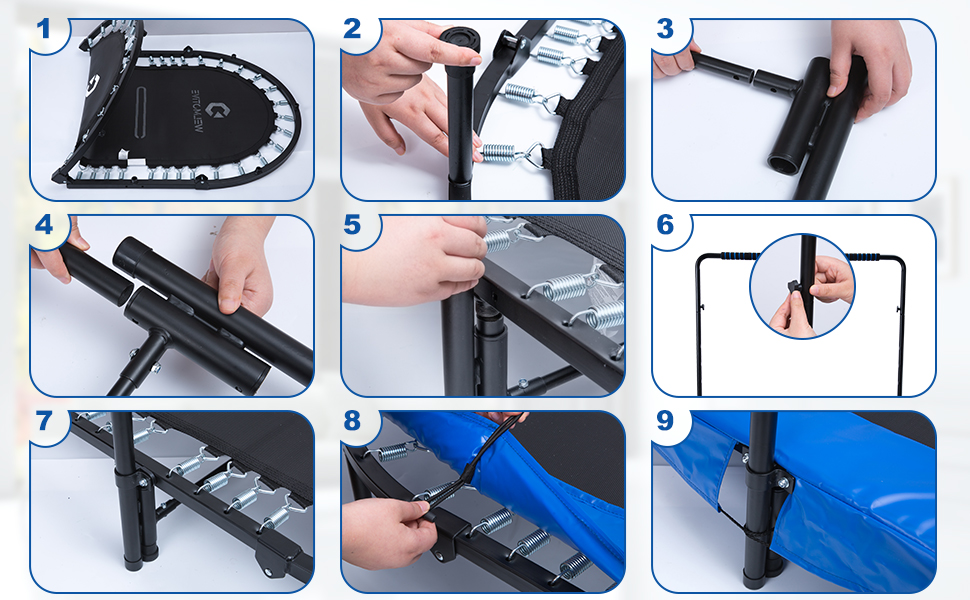 Батут овальний для дому 2 осіб до 150 кг синій з ручкою - фітнес, для дітей та дорослих