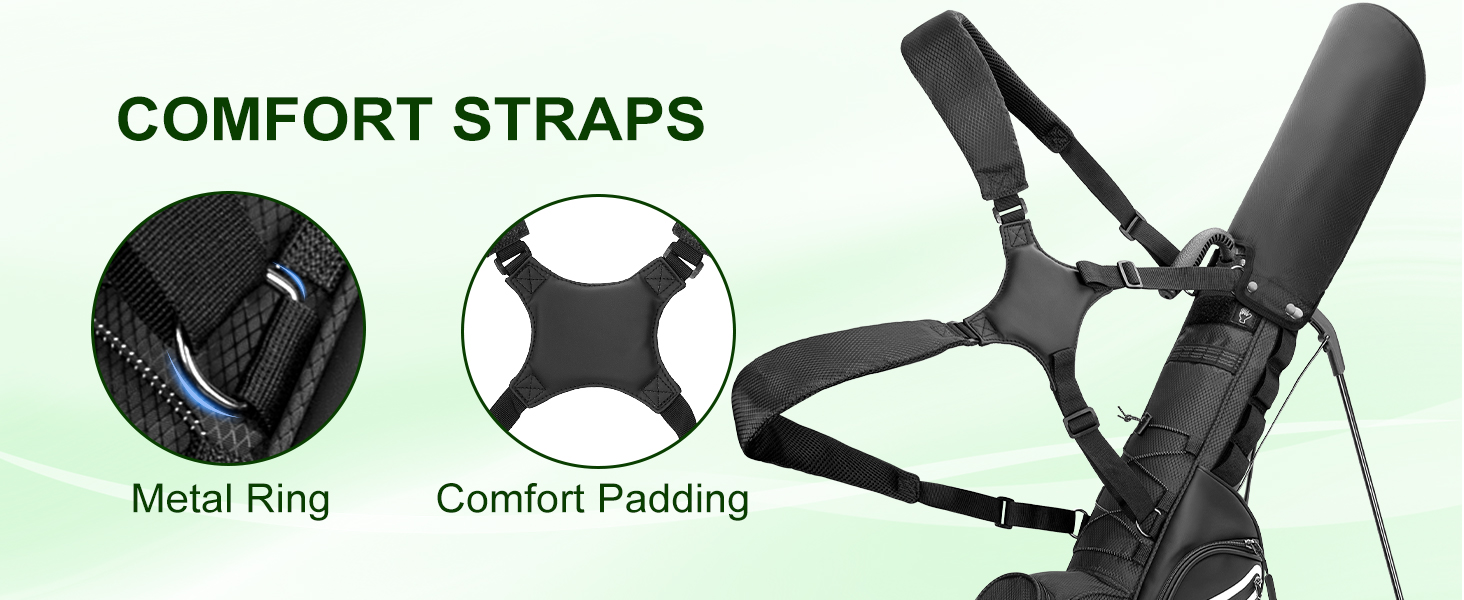 Чохол для гольф-клубів на 7 місць, компактний дизайн, легкий, з ергономічним ременем (Чорний)