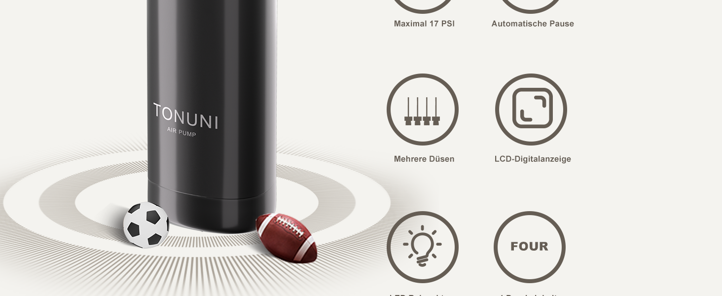 Електричний насос для м'ячів з цифровим дисплеєм. Підходить для баскетболу, футболу, йоги та інших видів спорту. Чорний колір.