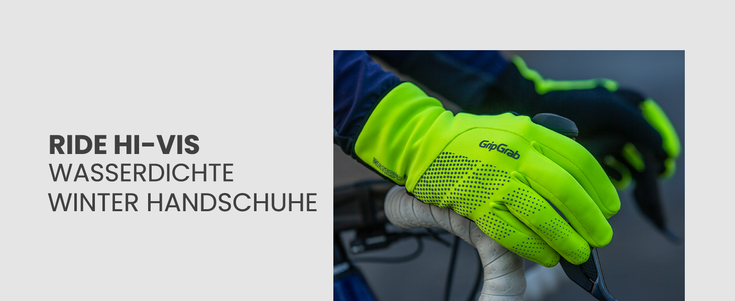 Велосипедні рукавички GripGrab Ride: водонепроникні, теплі, вітронепроникні, зимові, жовті, Hi-Vis, Classic, розмір M