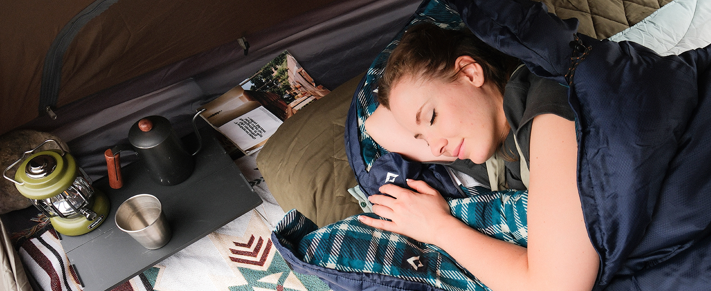 Сплячий мішок KingCamp Flannel для дорослих, 4 сезони, ультралегкий, бавовна, теплий, ковдровий, водонепроникний, для кемпінгу та повсякденного використання, чорний, L, блискавка