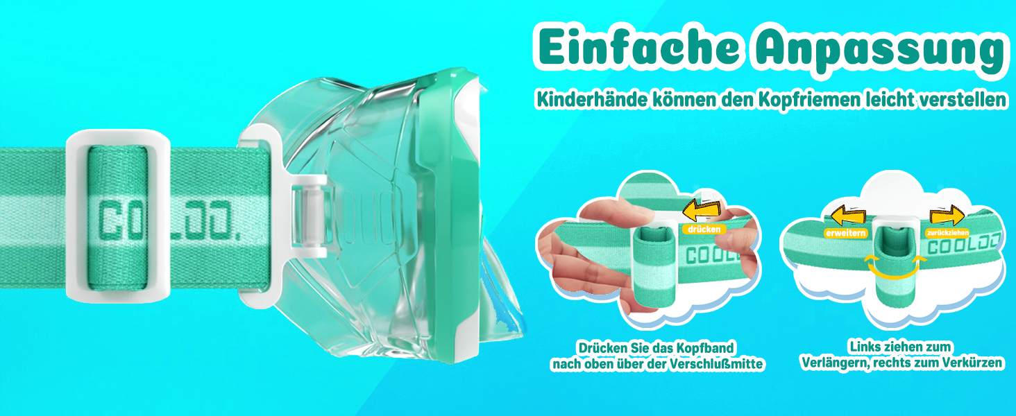 Дитячі маски для снорклінгу COOLOO з панорамним оглядом 180° HD, антизапар, анти-тік, для дітей 4-16 років (рожевий)