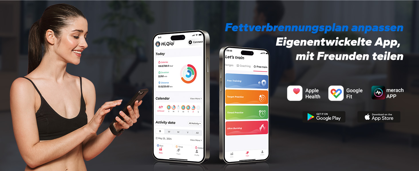 Гребний тренажер MERACH для дому, складаний, магнітний, тихий, з додатком, подовжені направляючі, електричне налаштування (самостійно)