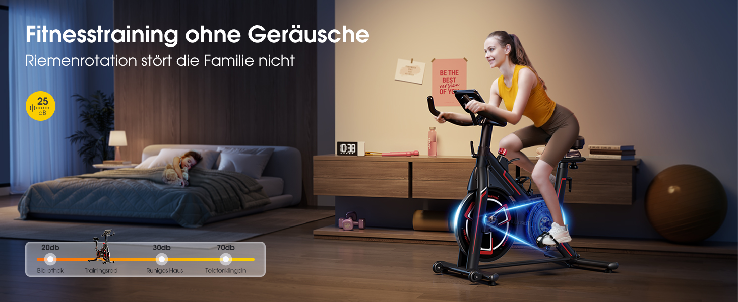 Велотренажер Toputure з APP, тихий, з магнітним опором, 15 кг маховик, до 150 кг, LCD-монітор, тримач для планшета, тримач для напоїв, червоний