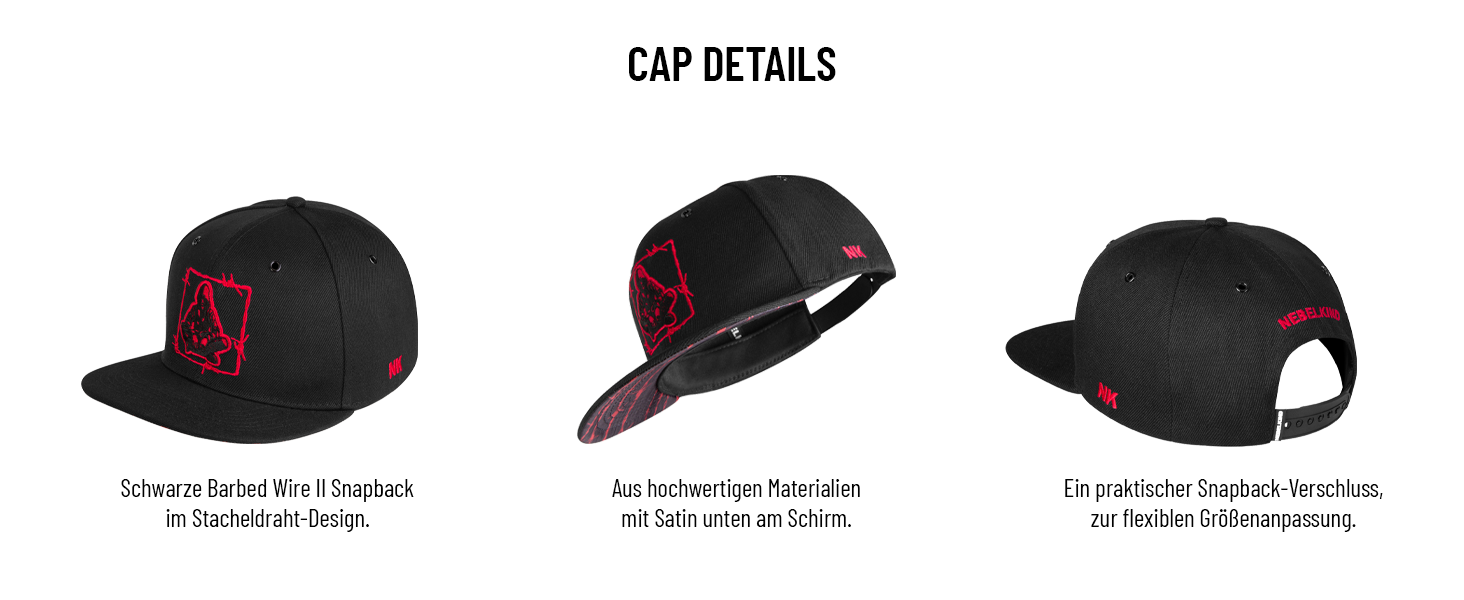 Кепка-снэпбек Nebelkind Unisex з принтом «Колючий дріт», регульована бейсболка в стилі streetwear з прямим козирком, чорна