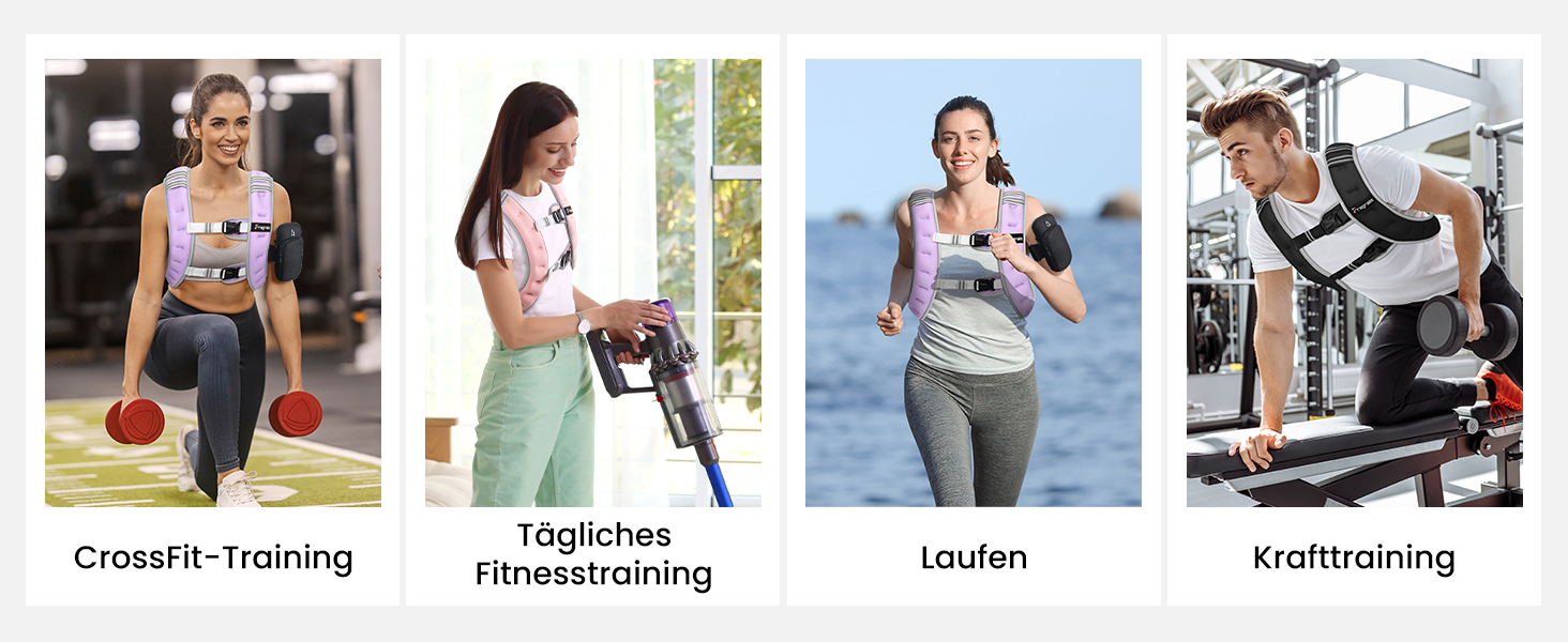 Вага для тренувань FraGraim, 6-16 кг з кишенею для телефону та світловідбиваючими смугами, для жінок та чоловіків. Ідеально для ходьби, силових тренувань, бігу, кардіо