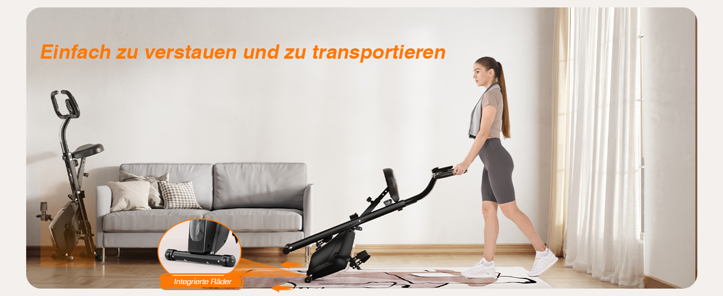 Домашній велотренажер Dskeuzeew: складаний, з магнітною системою опору 16 рівнів, з еластичним ремнем, LCD-дисплеєм, компактний