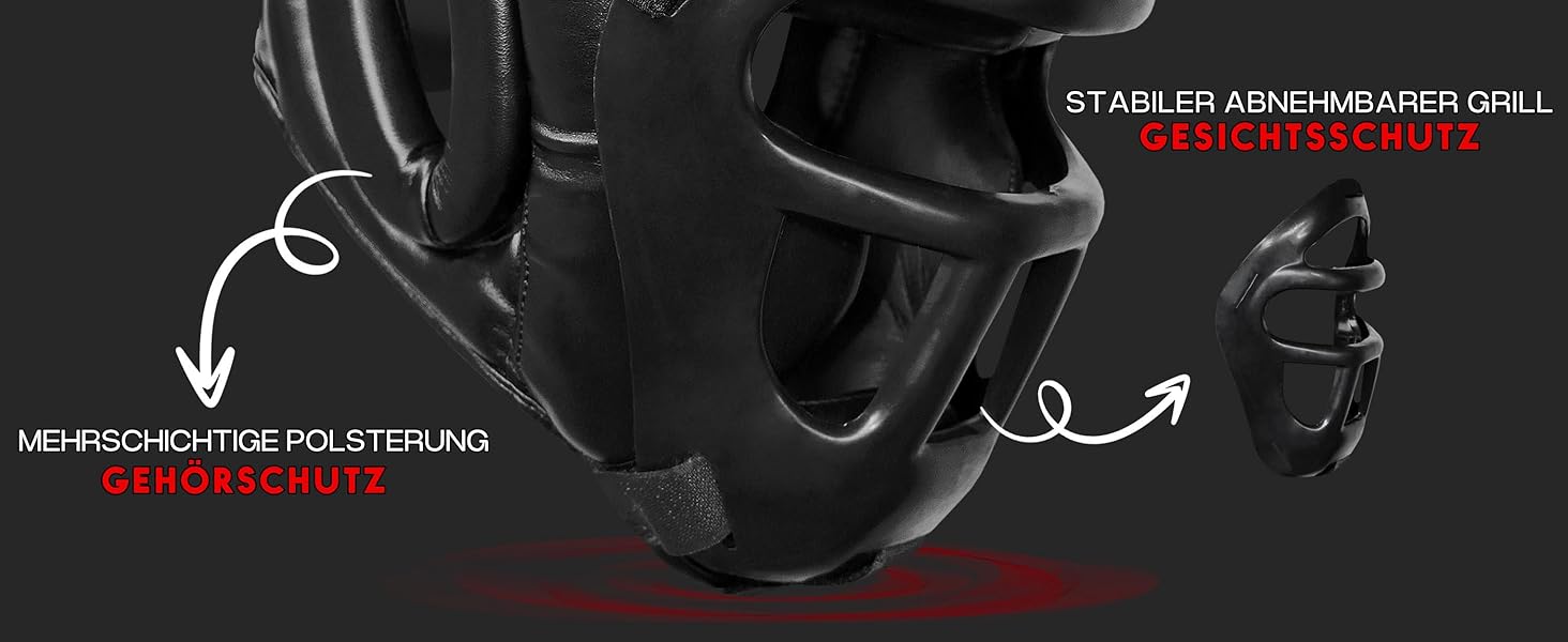 Захист голови 2-в-1 - Регульований шолом для бойових мистецтв з знімною сіткою для обличчя, повний захист обличчя. Підходить для ММА, муай-тай, кікбоксингу, спарингу. Чоловічий та жіночий, XL, чорний